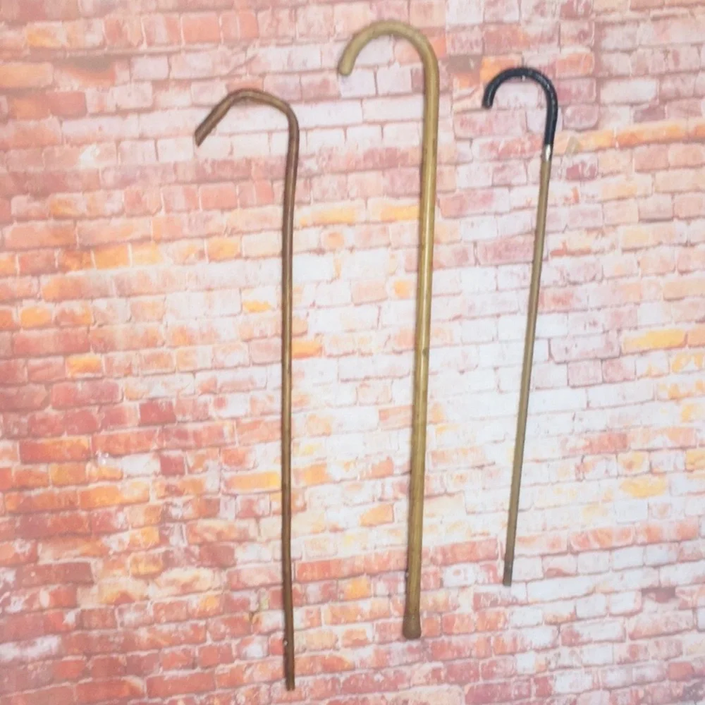Vintage Set of Three Gentleman's Walking Stick Shepards Crook Entertainer Canes